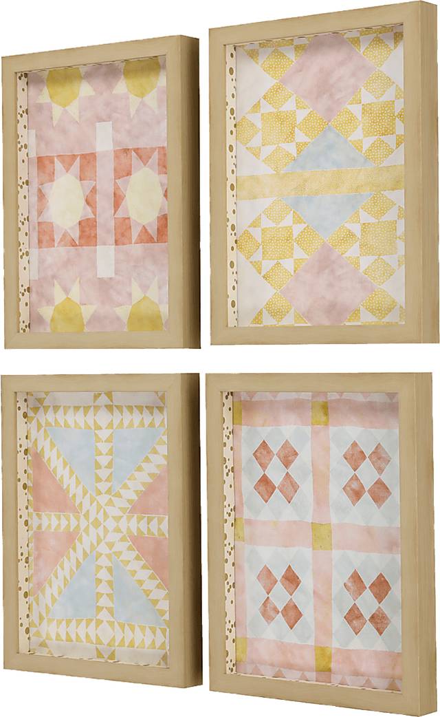 Cottage Style Pink Framed Artwork, Set of 4 - Thumbnail - Image 3