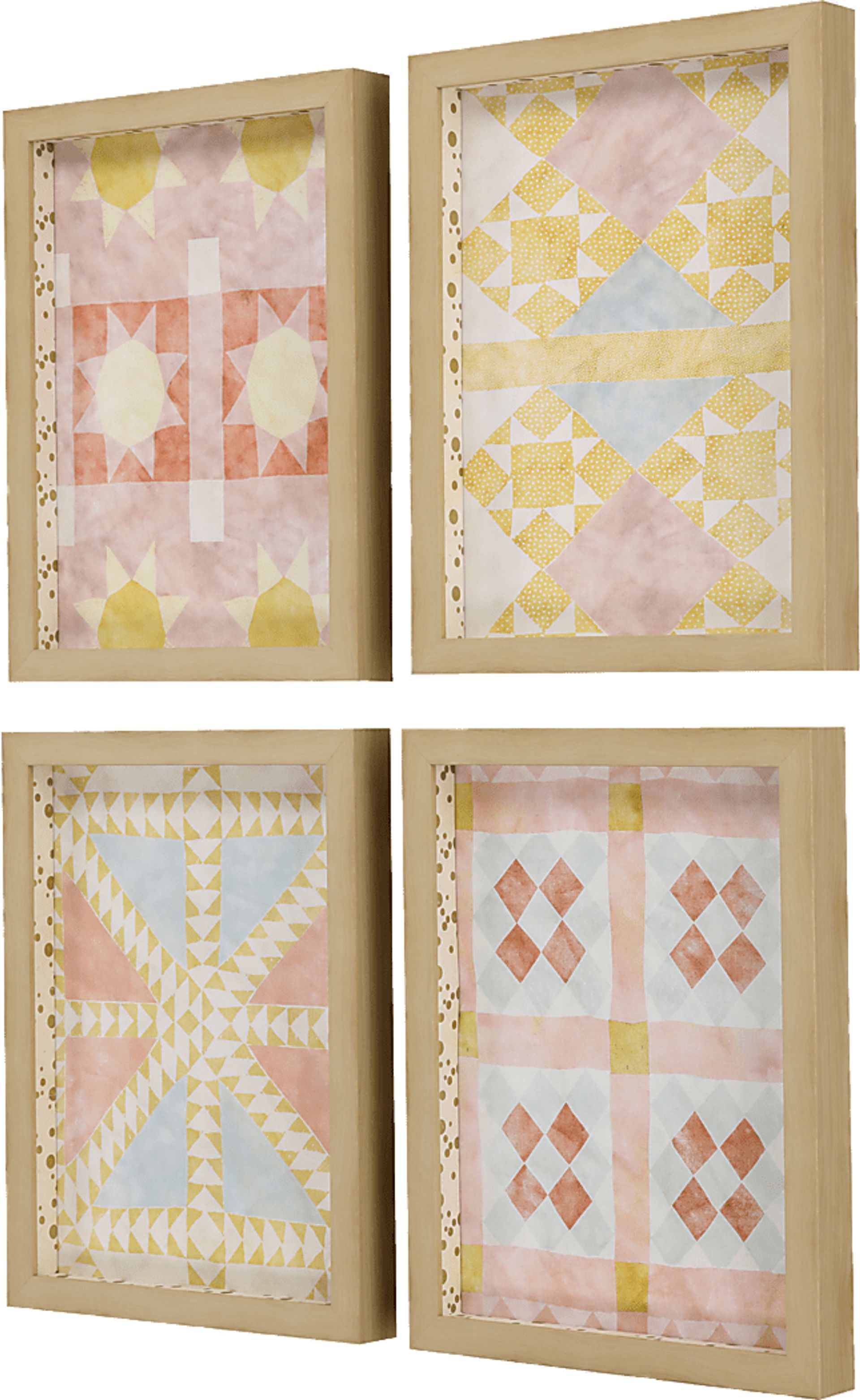 Cottage Style Pink Framed Artwork, Set of 4 - Image 3