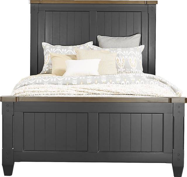 Cottage Town Black 3 Pc Queen Panel Bed - Thumbnail - Image 1