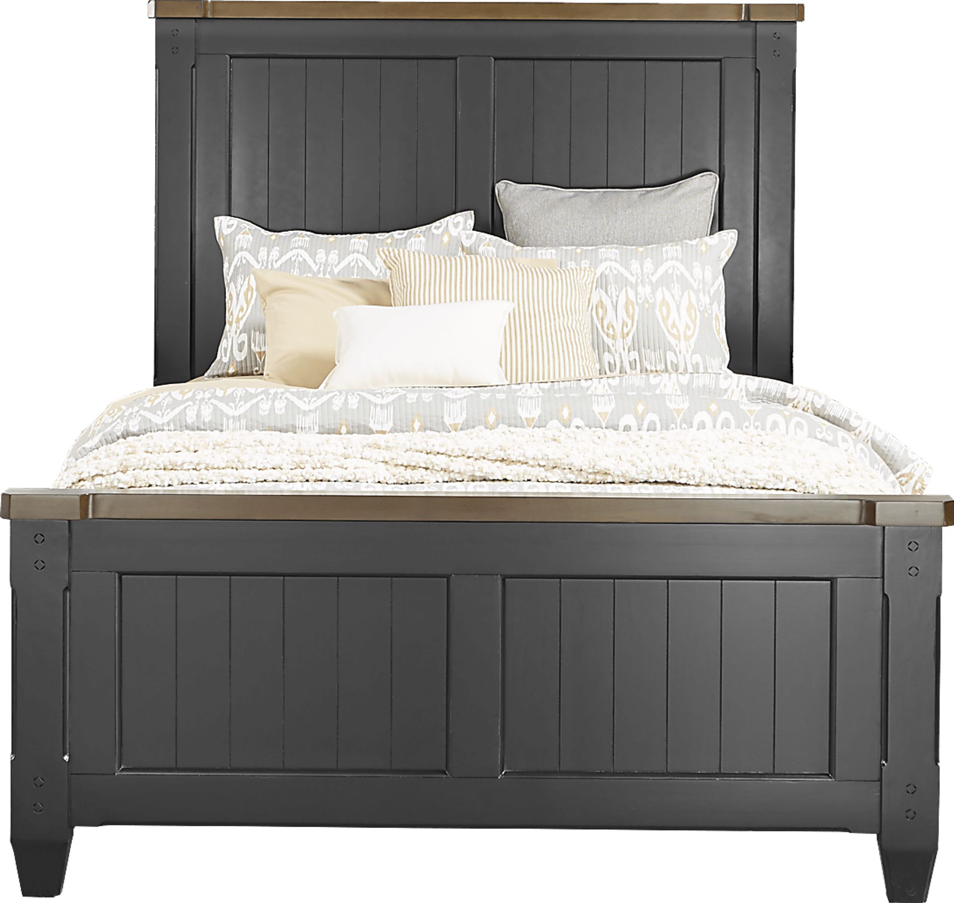 Cottage Town Black 3 Pc Queen Panel Bed - Image 1