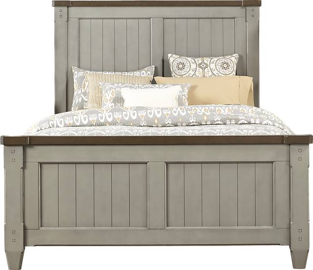 Cottage Town Gray 3 Pc Queen Panel Bed - Thumbnail - Image 1
