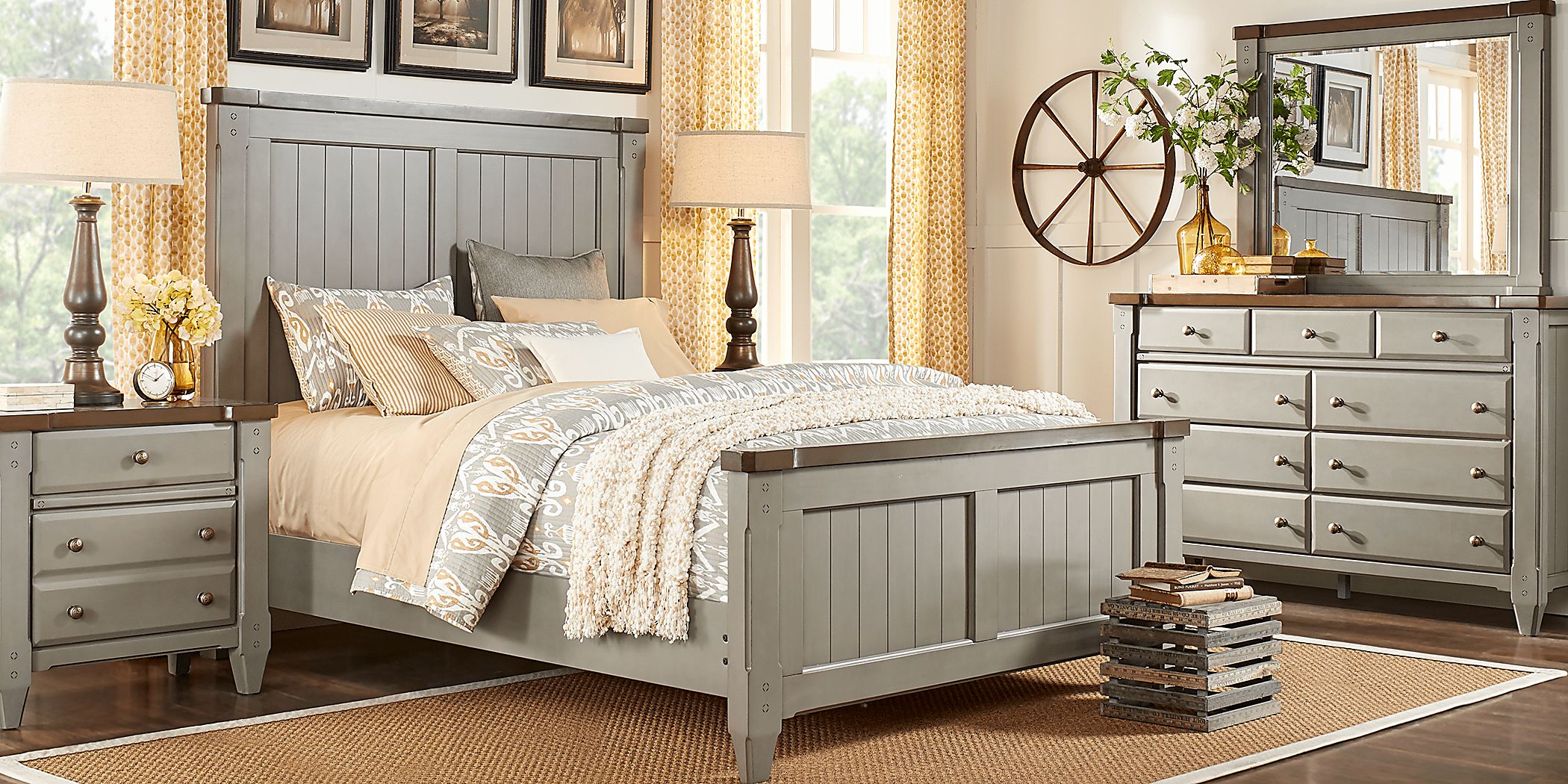 Cottage Town Gray 5 Pc Queen Panel Bedroom Rooms To Go