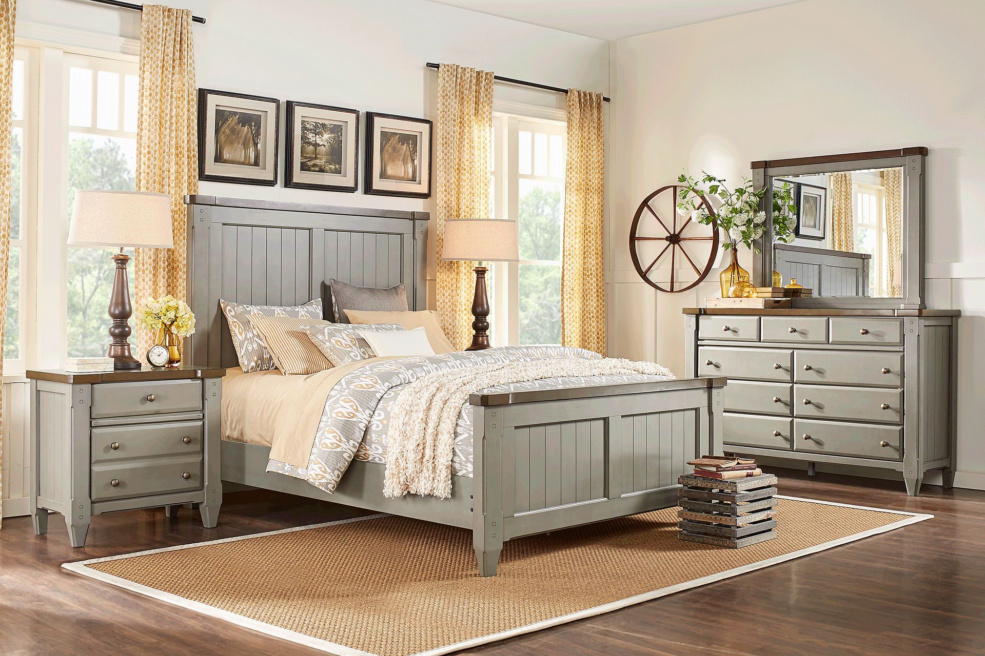 Cottage Town Gray 6 Pc Queen Bedroom - Image 1