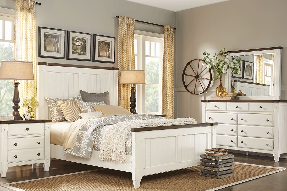 Cottage Town 7 Pc White Colors,White Queen Bedroom Set With Dresser ...
