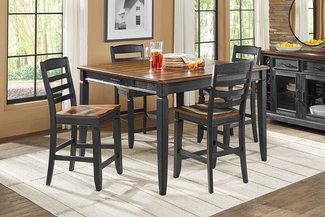Country Lane Black 5 Pc Counter Height Dining Room with Ladder Back Stools - Thumbnail - Image 1