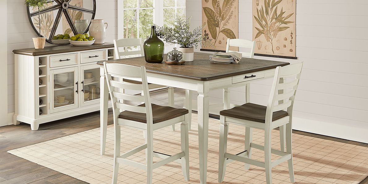 Country Lane 5 Pc White Colors,White Dining Room Set With Counter ...