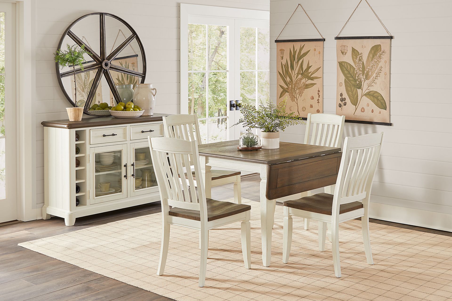 Country Lane Antique White Drop Leaf Dining Table - Image 2