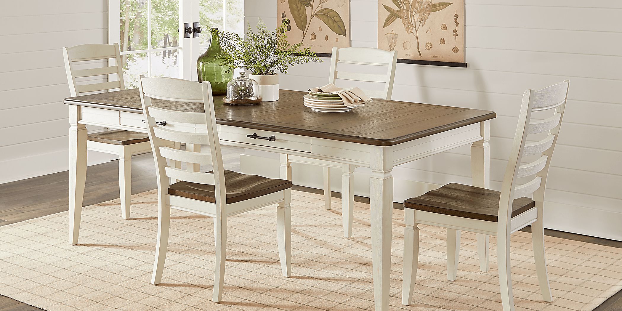 Country Lane 5 Pc White Colors,White Dining Room Set With Rectangle ...