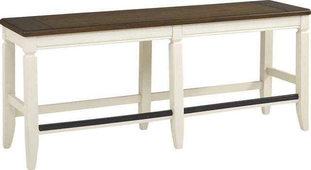 Country Lane Antique White Counter Height Bench - Thumbnail - Image 1