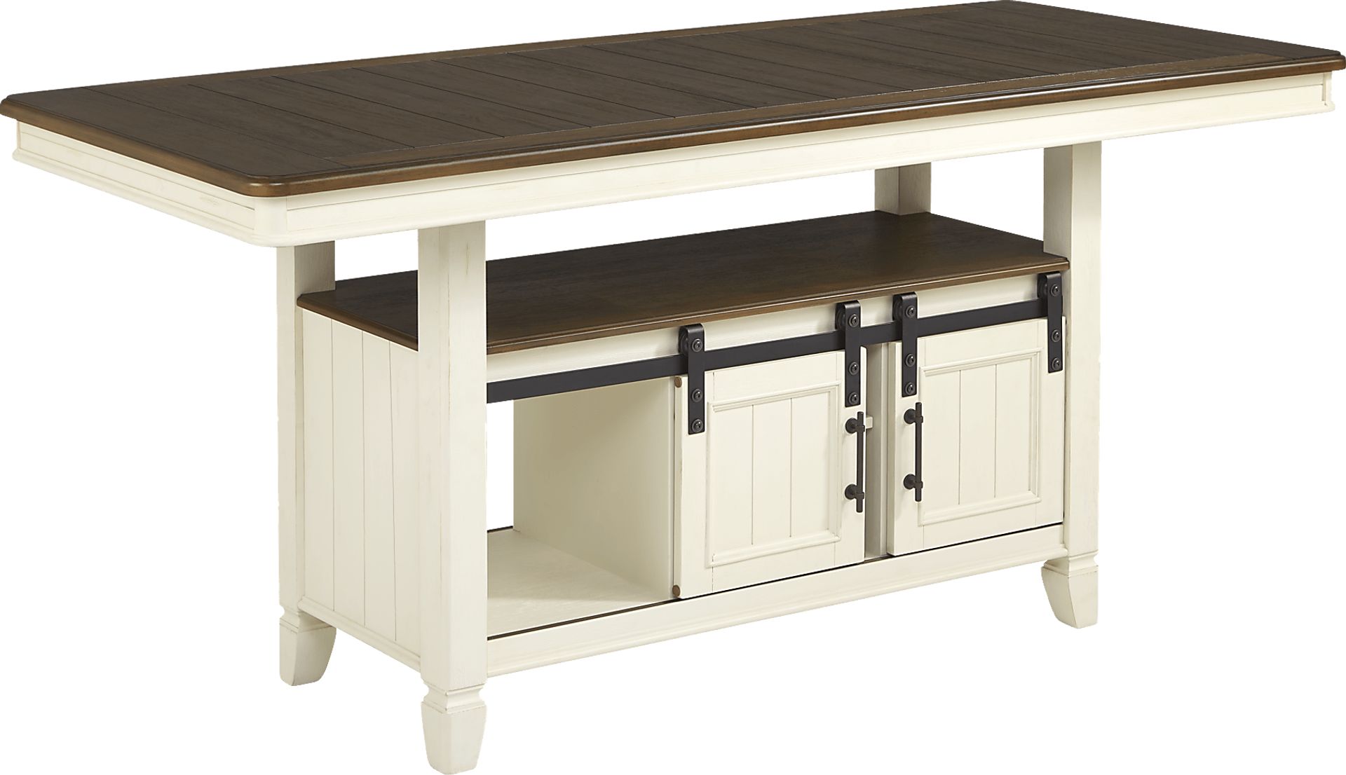 Country Lane Antique White 5 Pc Counter Height Storage Dining Room with Slat Back Stools - Image 3