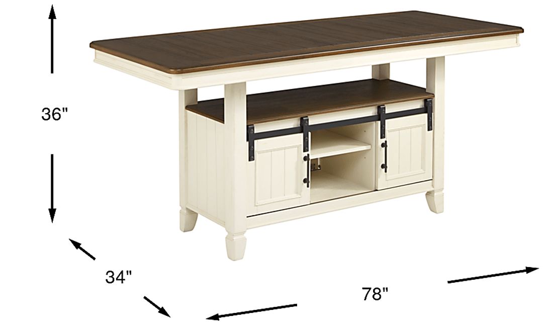 Country Lane Antique White Counter Height Storage Dining Table