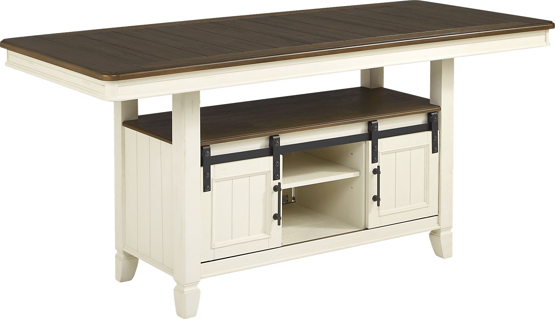 Country Lane Antique White Counter Height Storage Dining Table - Rooms ...