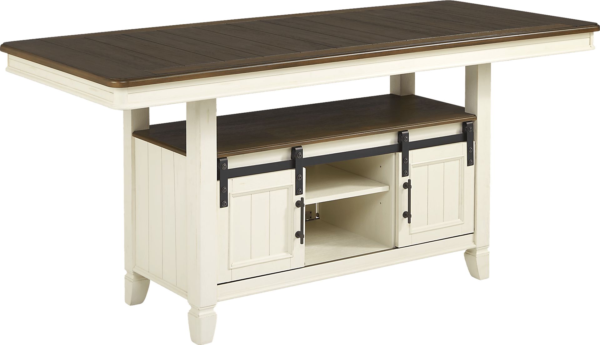 Country Lane Antique White 5 Pc Counter Height Storage Dining Room with Slat Back Stools - Image 2