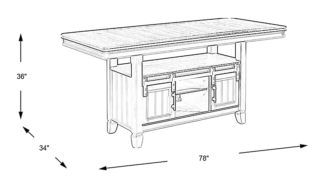 Country Lane Antique White Counter Height Storage Dining Table