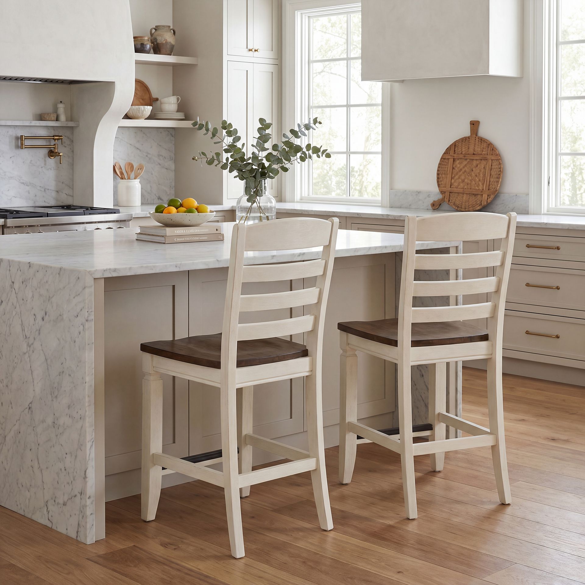 Country Lane Antique White Ladder Back Counter Height Stool - Image 5