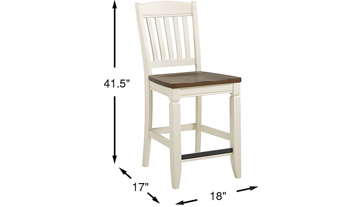 Country Lane Antique White Slat Back Counter Height Stool