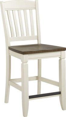 Country Lane Antique White Slat Back Counter Height Stool