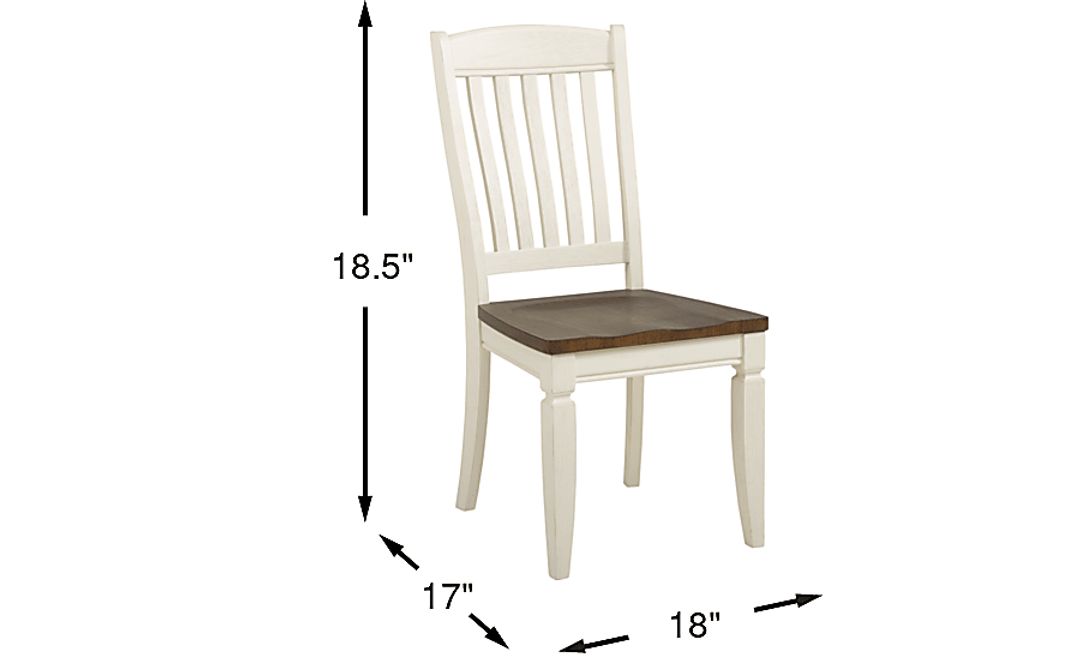 Country Lane Antique White Slat Back Side Chair