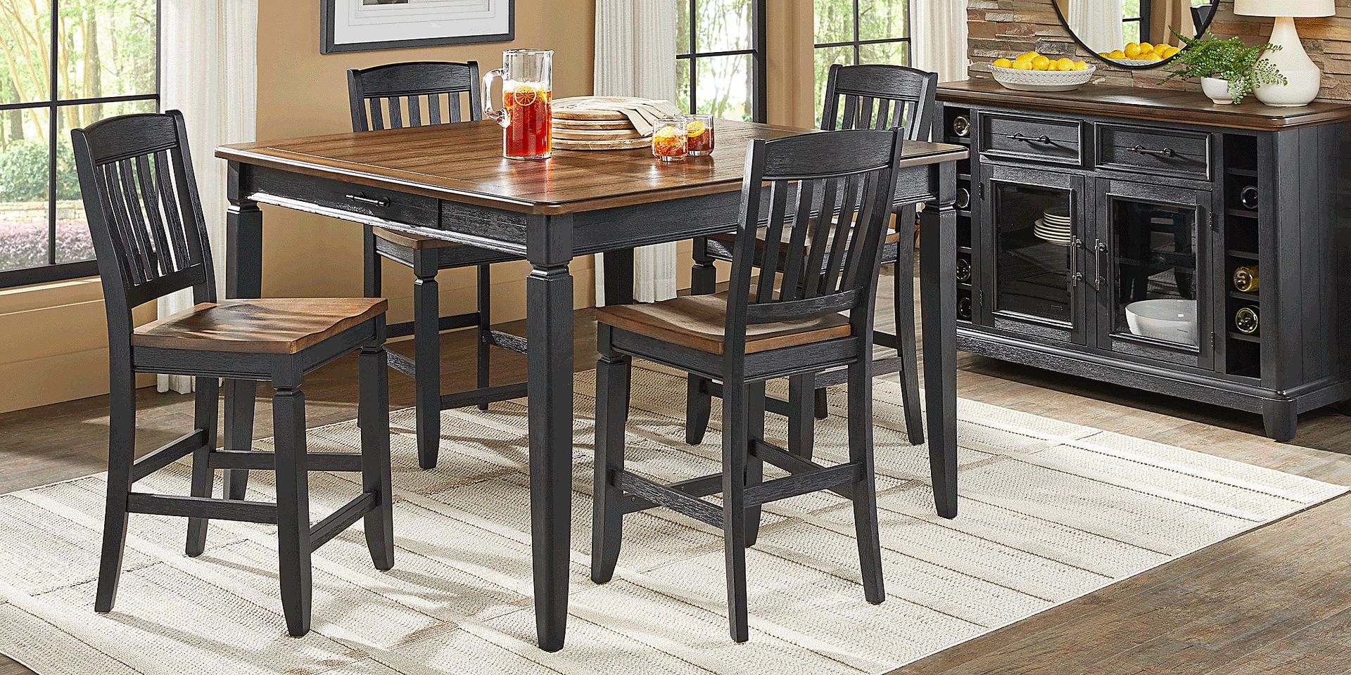 Country Lane Black Slat Back Counter Height Stool - Image 2