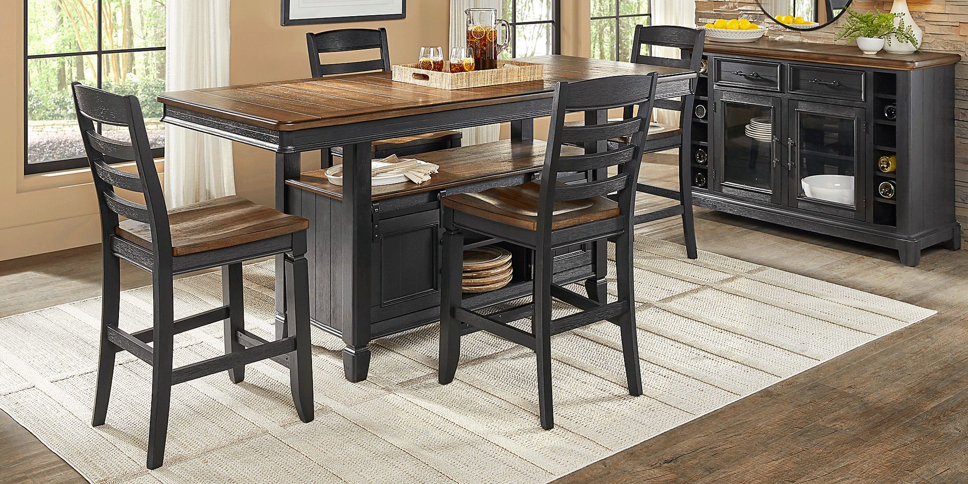Country Lane Black Ladder Back Counter Height Stool - Image 2