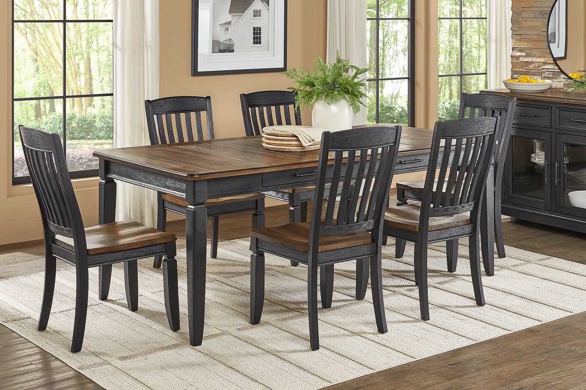 Country Lane 5 Pc Black Black,Colors Dining Room Set With Rectangle Dining Table, Slat Back Side ...