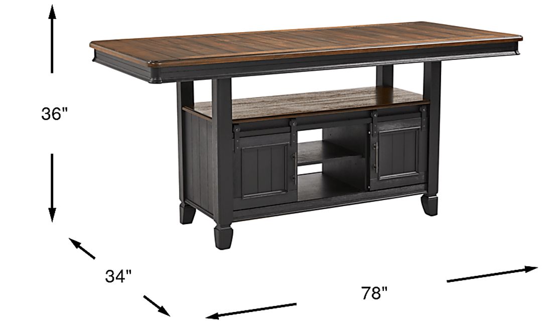 Country Lane Black Counter Height Storage Dining Table