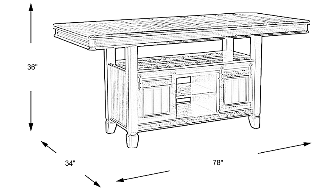 Country Lane Black Counter Height Storage Dining Table