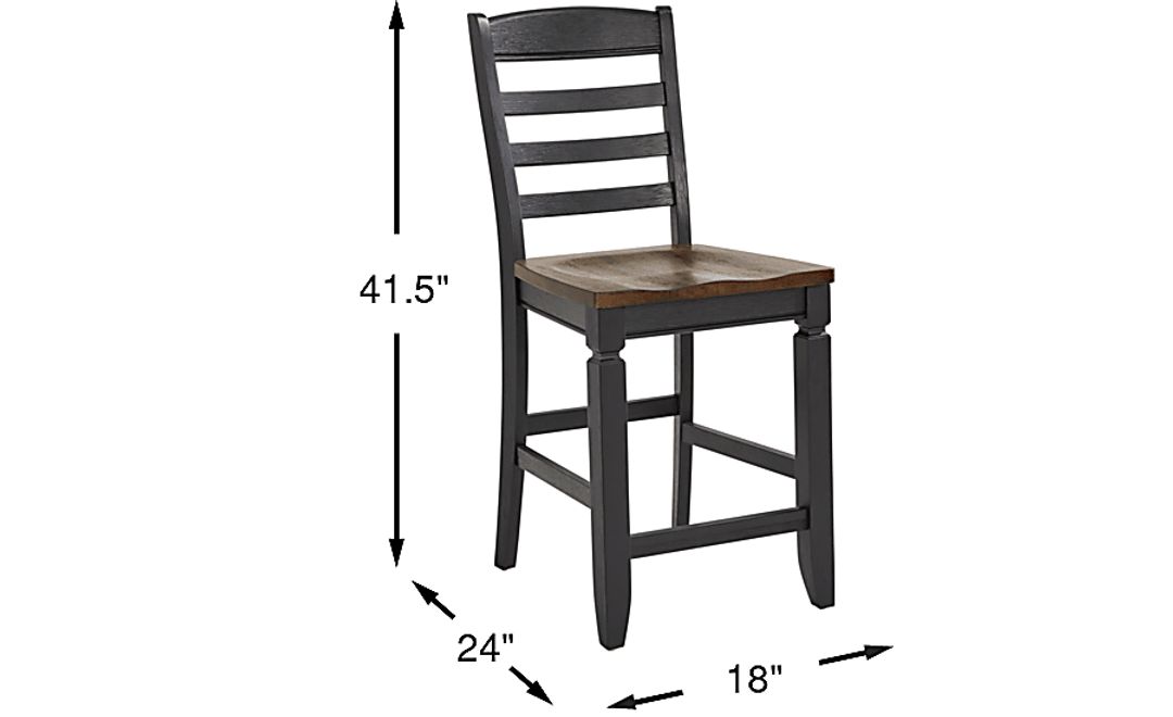 Country Lane Black Ladder Back Counter Height Stool