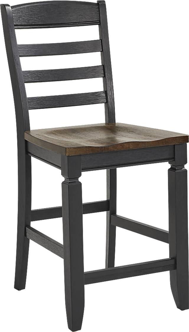 Country Lane Black Ladder Back Counter Height Stool - Thumbnail - Image 1
