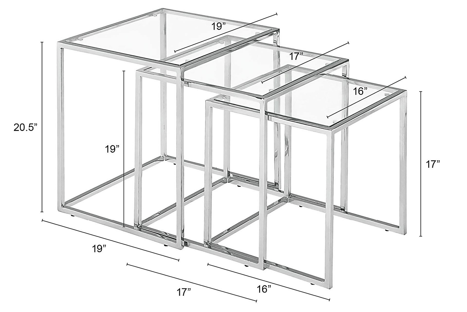 Courcheve Chrome Nesting Tables, Set of 3 - Image 4