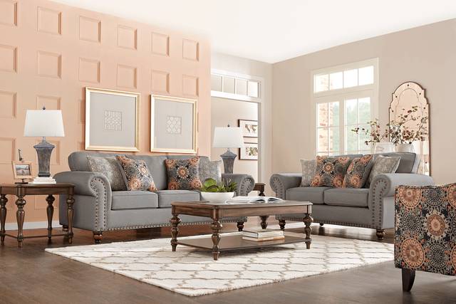 Court Street Gray 2 Pc Living Room with Gel Foam Sleeper Sofa - Thumbnail - Image 1