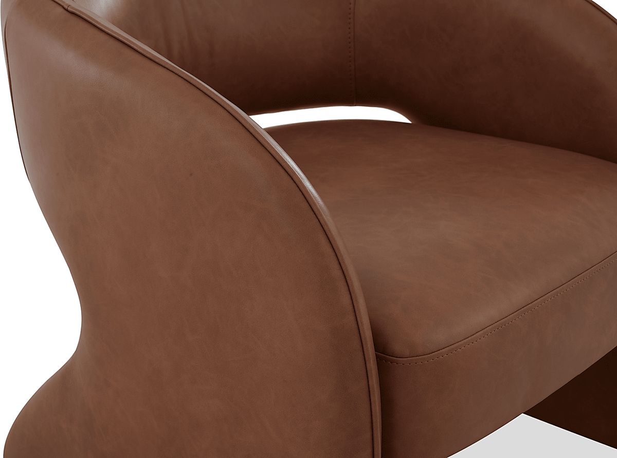 Covella Camel Brown Polyester,Polyurethane Fabric Accent Chair | Rooms ...