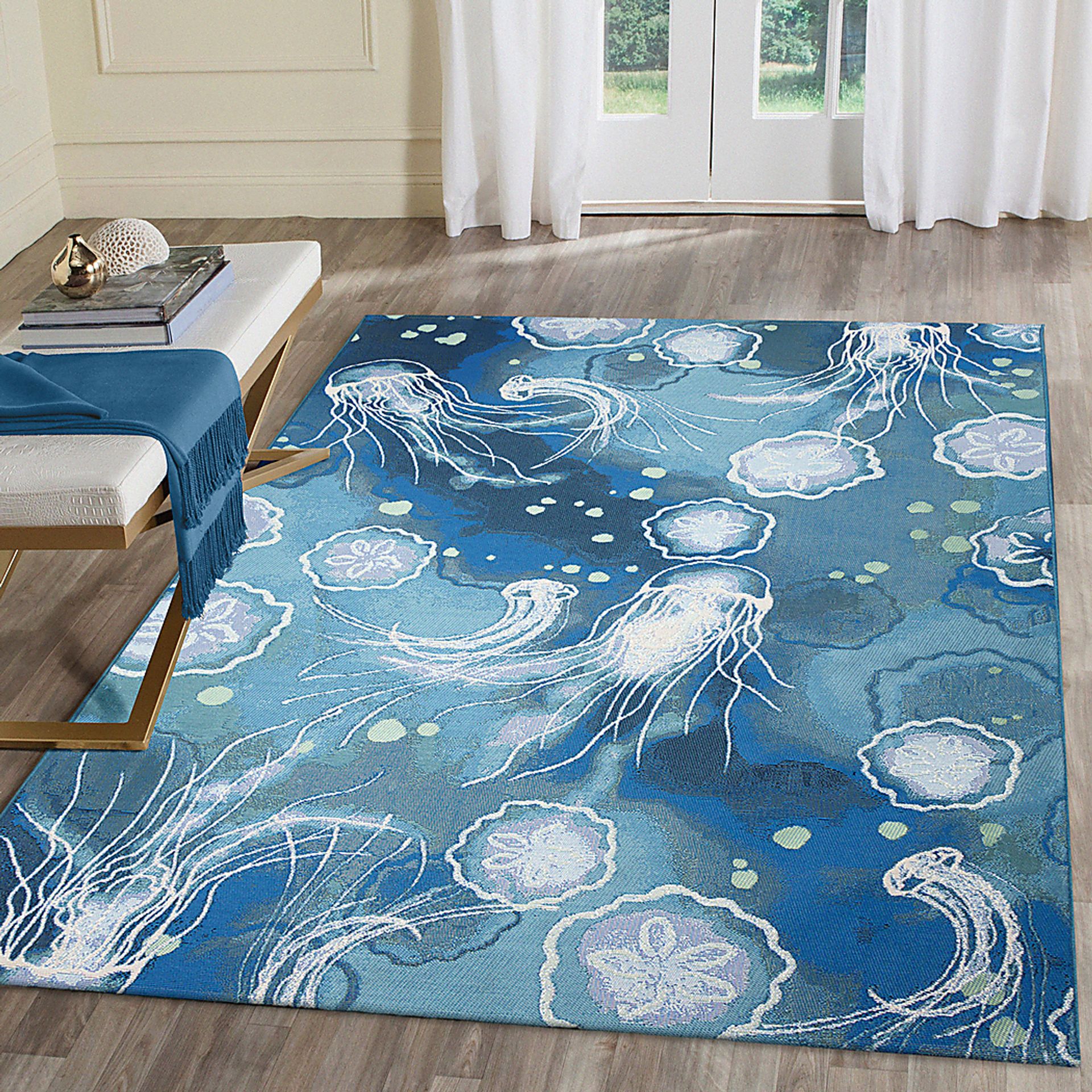 Covenley Blue 4'10 x 7'6 Indoor/Outdoor Rug - Image 2