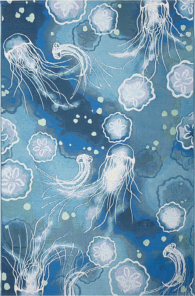 Covenley Blue 4'10 x 7'6 Indoor/Outdoor Rug - Thumbnail - Image 1