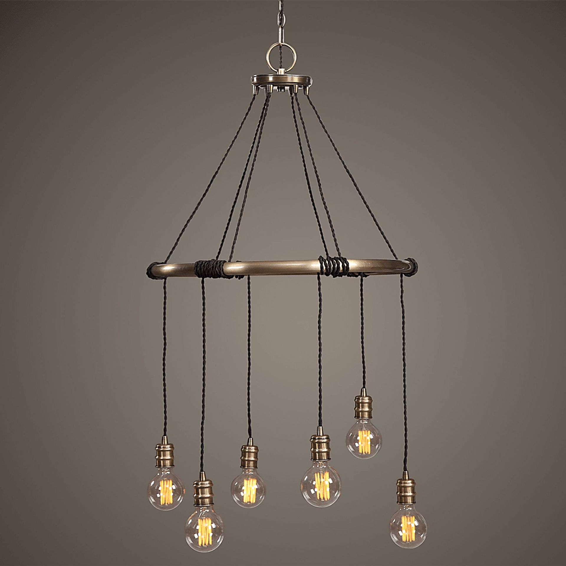 Covent Oak Brass Chandelier - Image 8