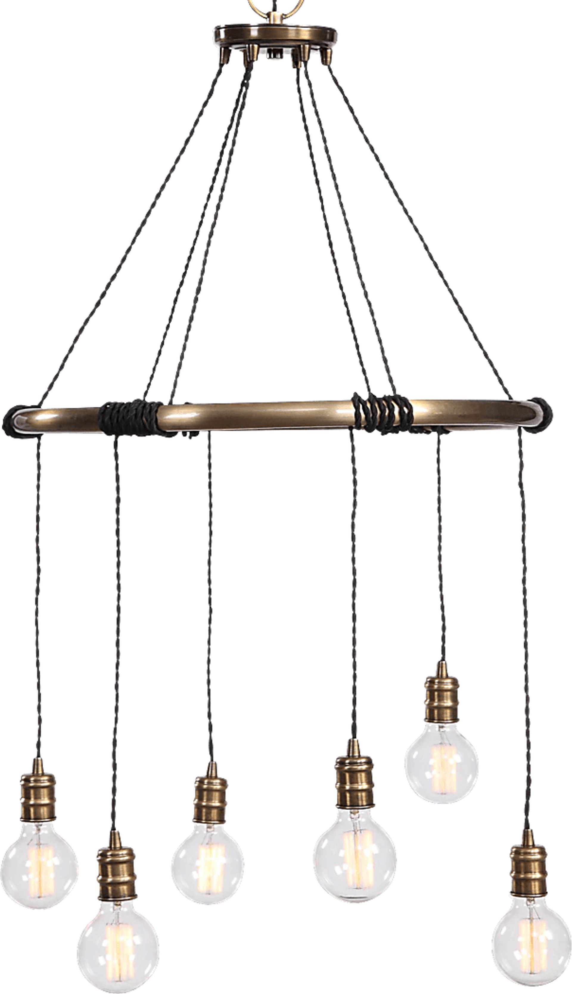Covent Oak Brass Chandelier - Image 1