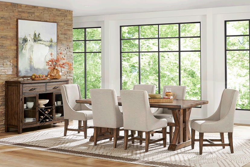 Covered Bridge Tobacco 5 Pc Dining Room with Upholstered Chairs