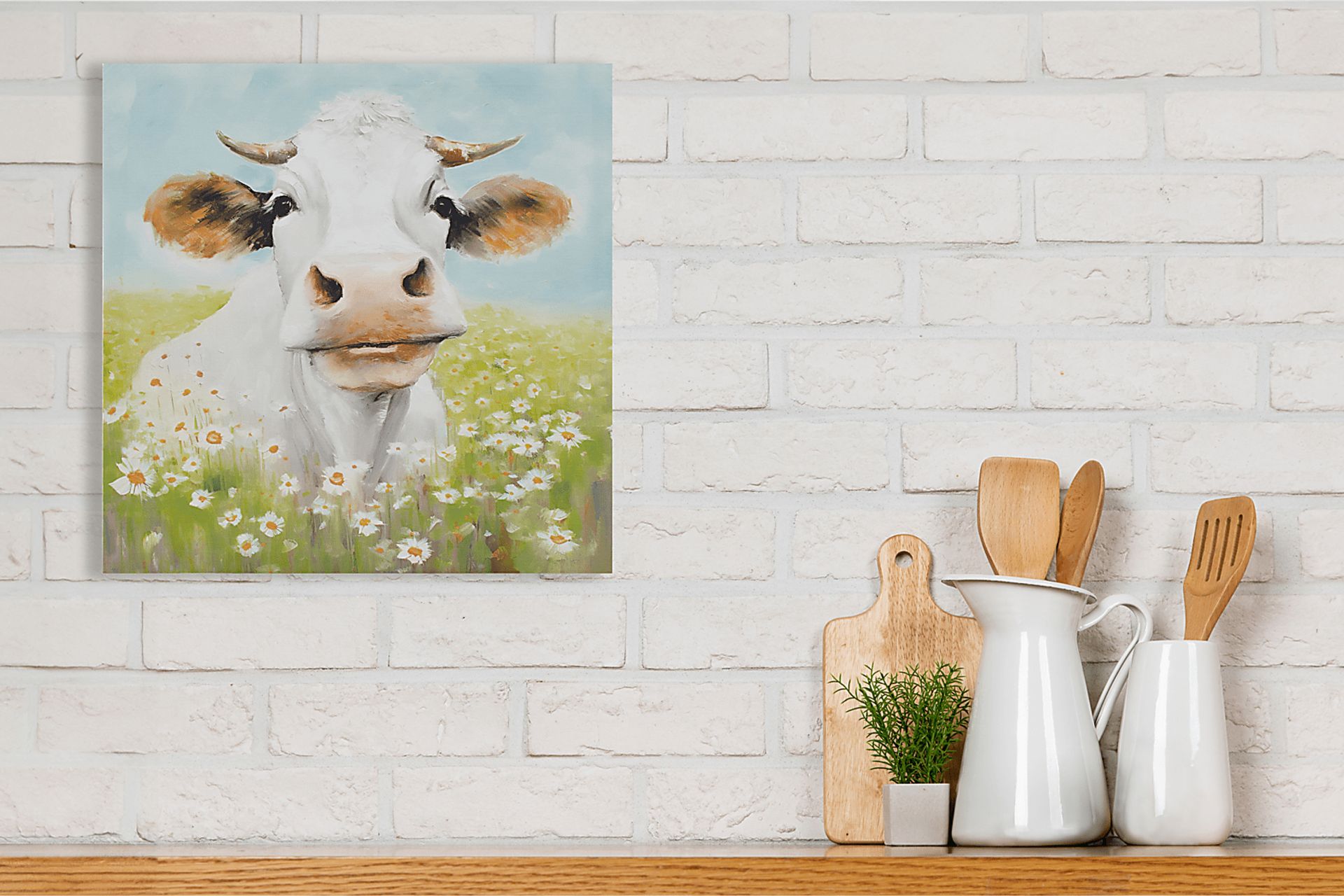 Cow In The Sunshine Green Wall Decor - Image 3