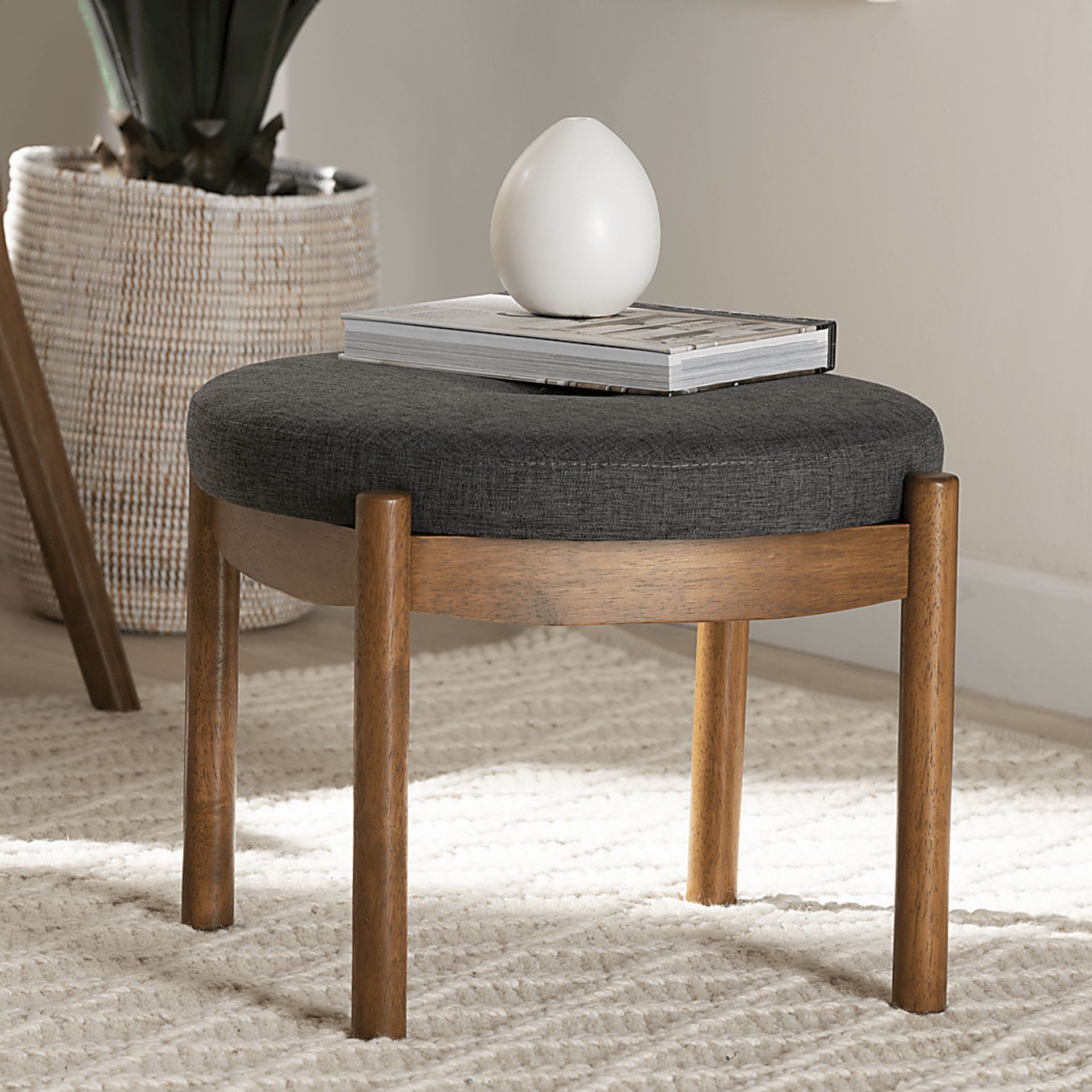 Coweeset Dark Gray Ottoman - Image 2
