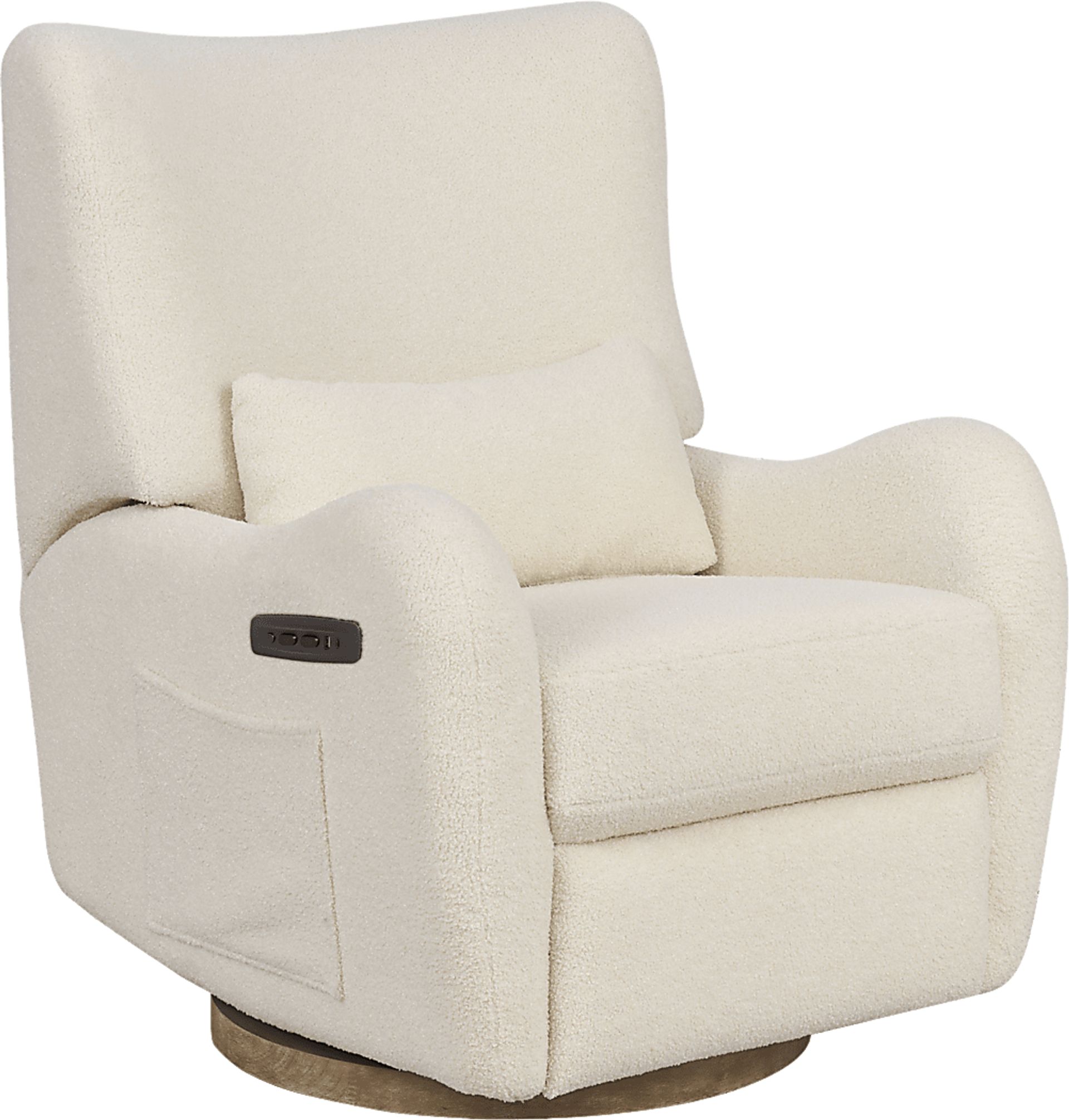 Cozy Bear Ivory Power Glider Recliner with Swivel - Image 6