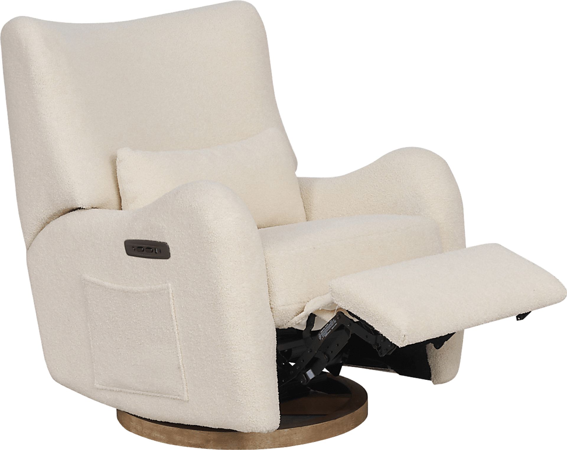 Cozy Bear Ivory Power Glider Recliner with Swivel - Image 7