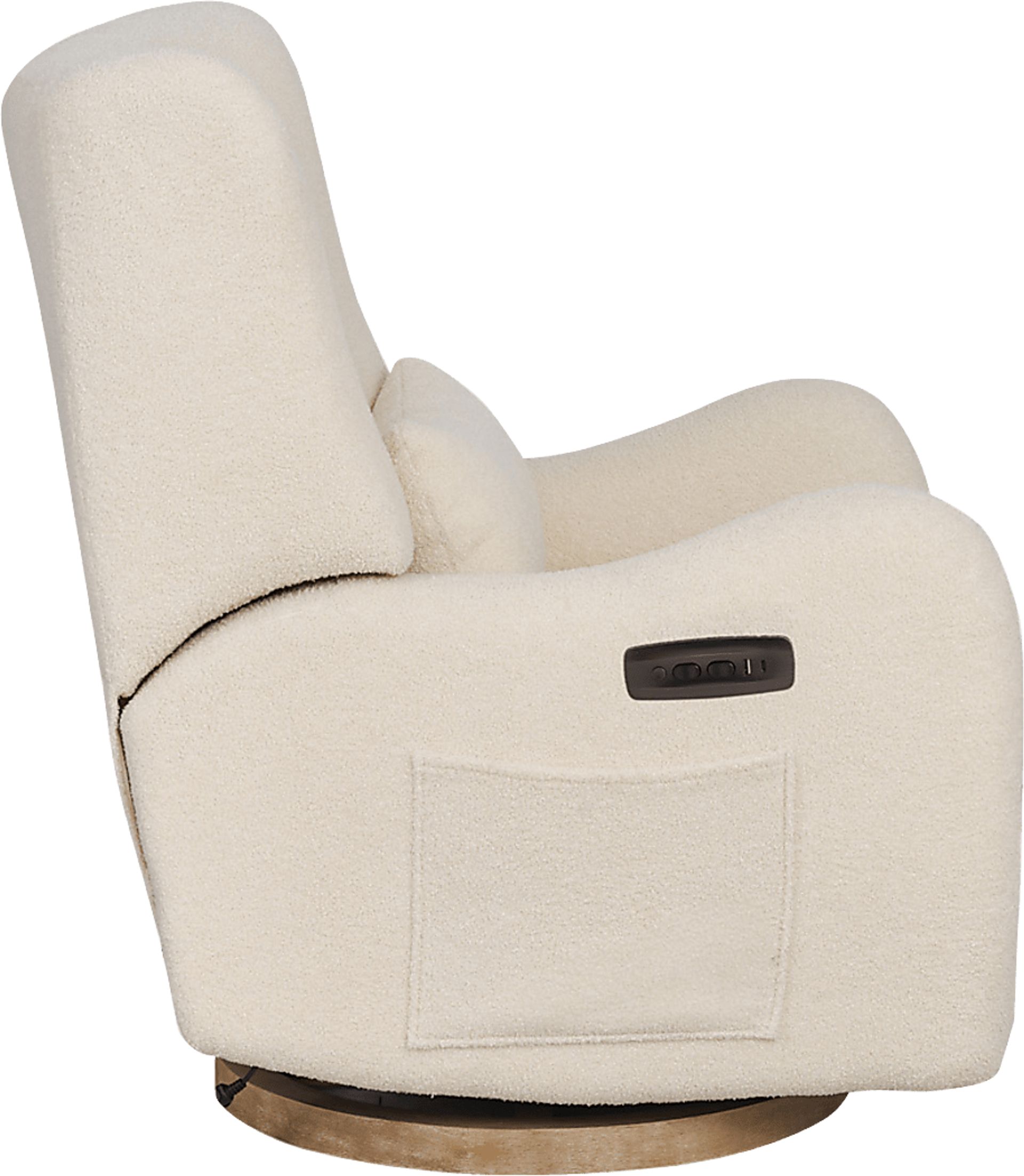 Cozy Bear Ivory Power Glider Recliner with Swivel - Image 8