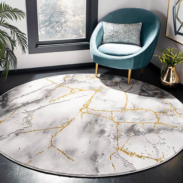 Cracked Marble Gray 8' Round Rug - Thumbnail - Image 5