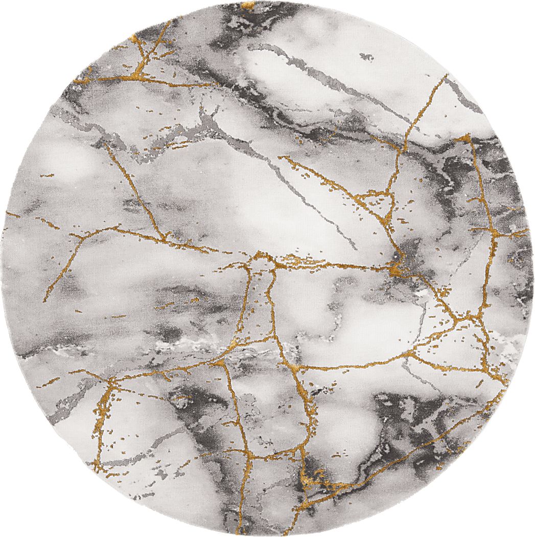 Cracked Marble Gray 8' Round Rug