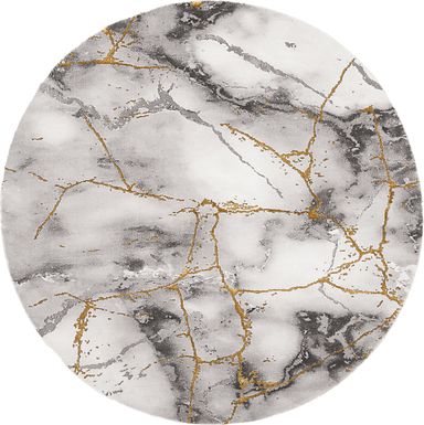 Cracked Marble Gray 8' Round Rug