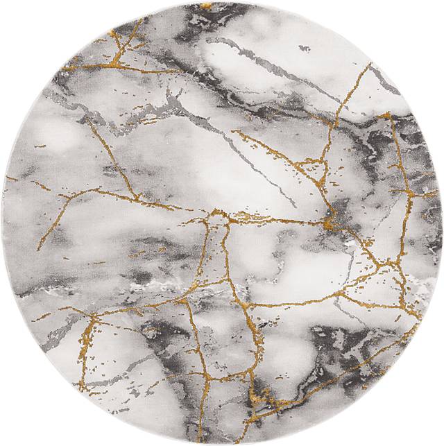 Cracked Marble Gray 8' Round Rug - Thumbnail - Image 1