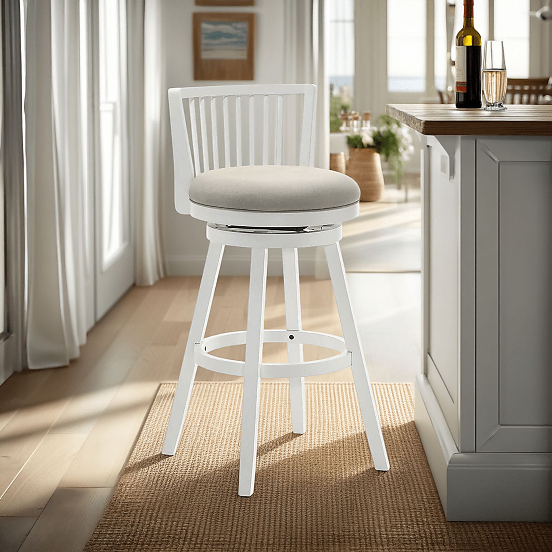 Cragy I White and Beige Barstool - Image 2