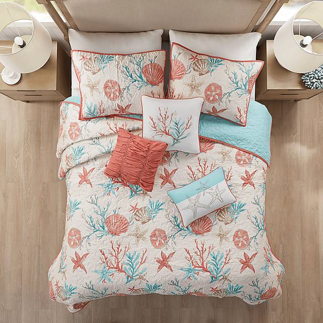 Craigie Coral 6 Pc Coral King/California Coverlet Set - Thumbnail - Image 2
