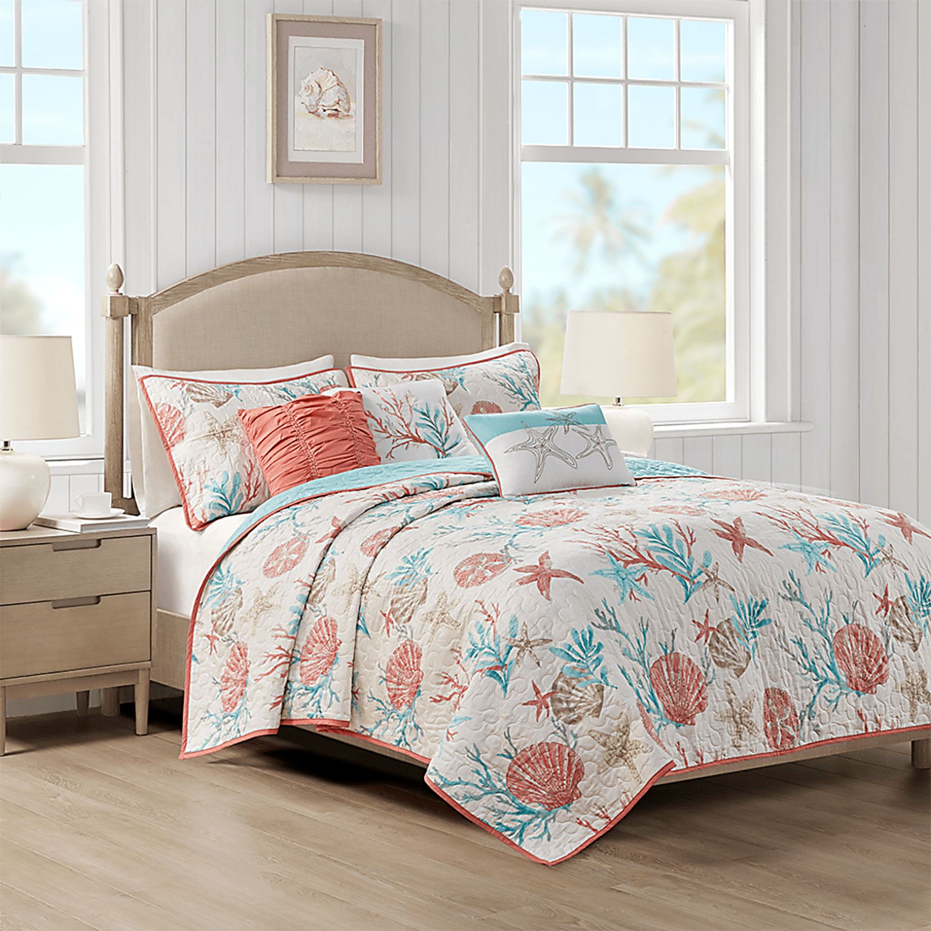 Craigie Coral 6 Pc Coral King/California Coverlet Set - Image 3