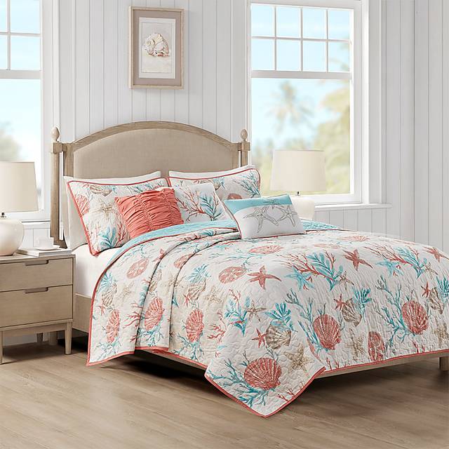 Craigie Coral 6 Pc Full/Queen Coverlet Set - Thumbnail - Image 3